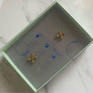 Off White gold logo earrings